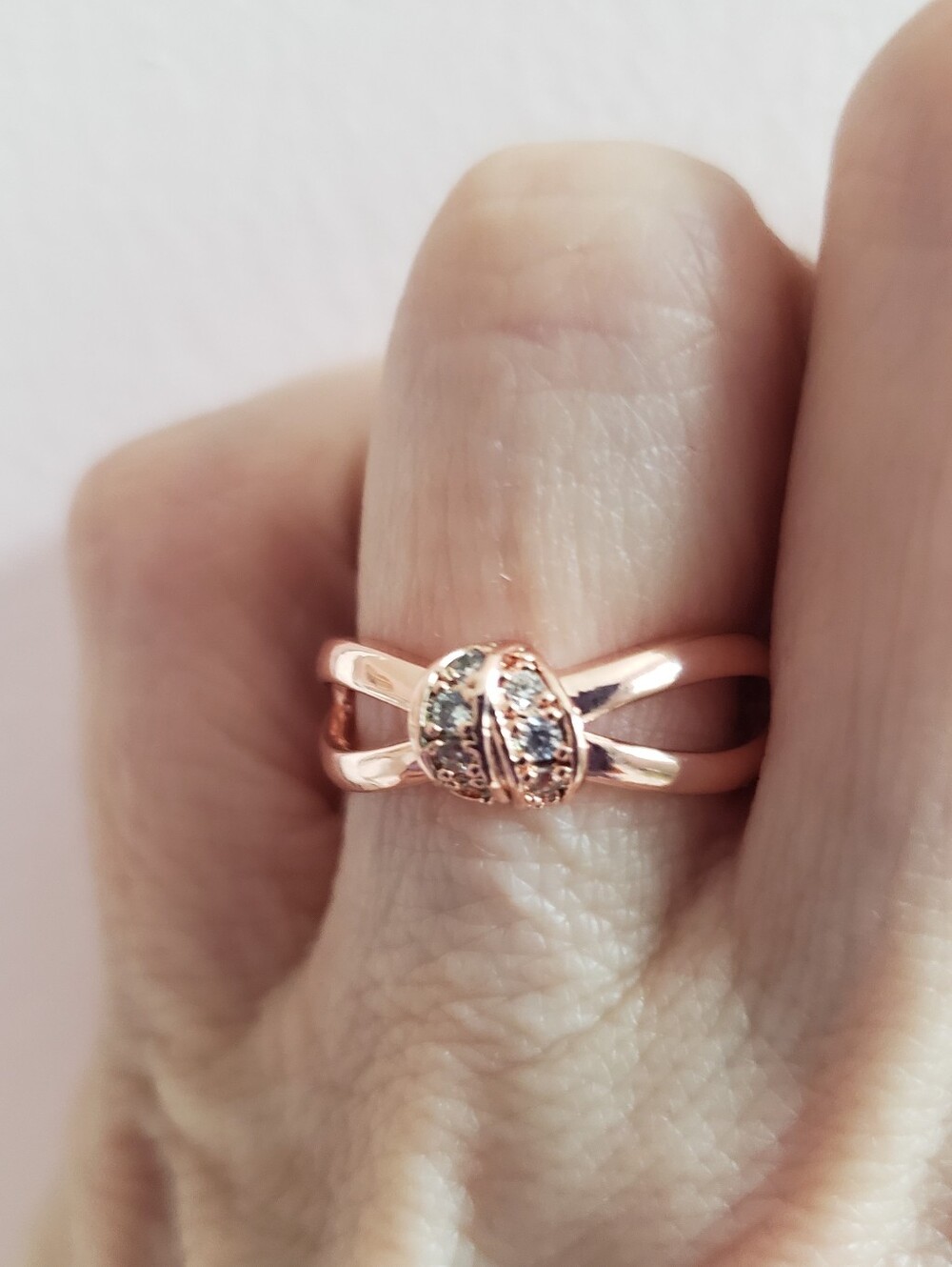 NEW, Dainty Rose Gold Infinity Knot Ring, Gold Over Stamped 925 Silver, Sz 7, .